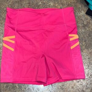 Fabletics Women's Pink and Orange Biker Shorts